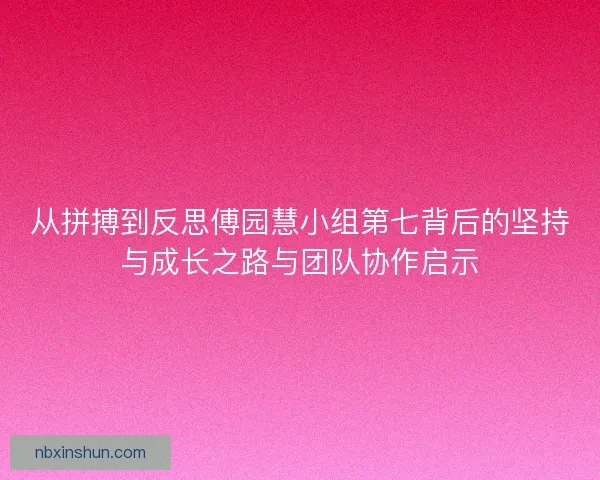 从拼搏到反思傅园慧小组第七背后的坚持与成长之路与团队协作启示