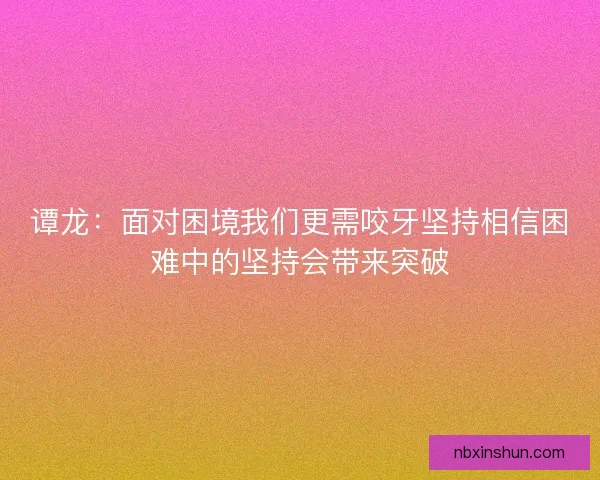 谭龙:面对困境我们更需咬牙坚持相信困难中的坚持会带来突破 谭龙:面对困境我们更需咬牙坚持相信困难中的坚持会带来突破