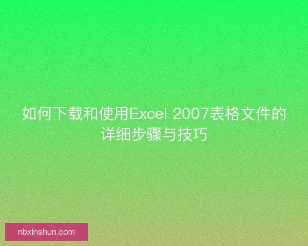 如何下载和使用Excel 2007表格文件的详细步骤与技巧