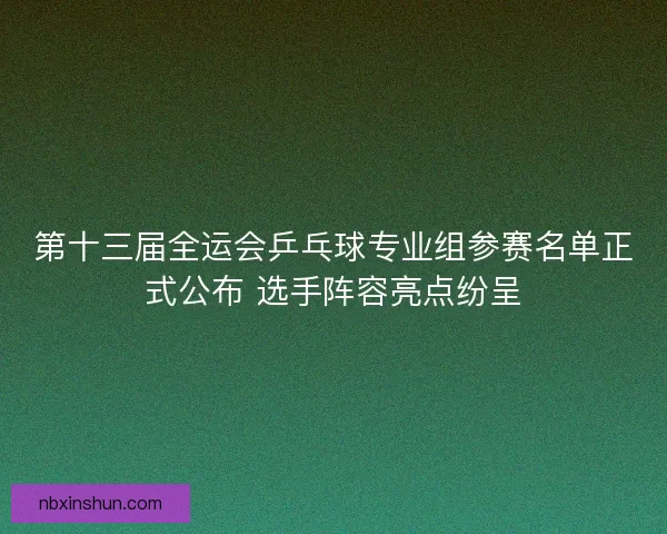 第十三届全运会乒乓球专业组参赛名单正式公布 选手阵容亮点纷呈 第十三届全运会乒乓球专业组参赛名单正式公布 选手阵容亮点纷呈