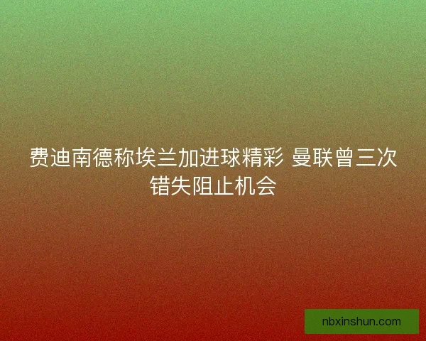 费迪南德称埃兰加进球精彩 曼联曾三次错失阻止机会 费迪南德称埃兰加进球精彩 曼联曾三次错失阻止机会